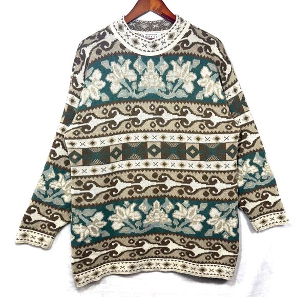 Vintage Forelli 1X 80s Tunic Sweater Statement Abstract Cosby Handknit Funky USA - Picture 1 of 9